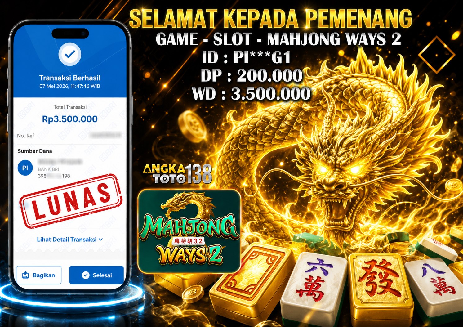 BUKTI JACKPOT MAHJONG WAYS 2 ID :