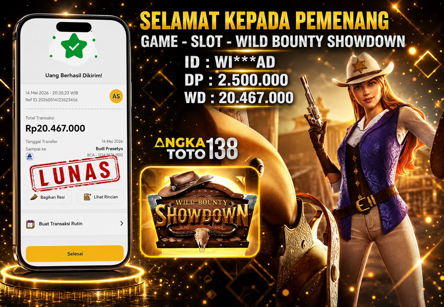BUKTI JACKPOT WILD BOUNTY SHOWDOWN ID : WI***AD