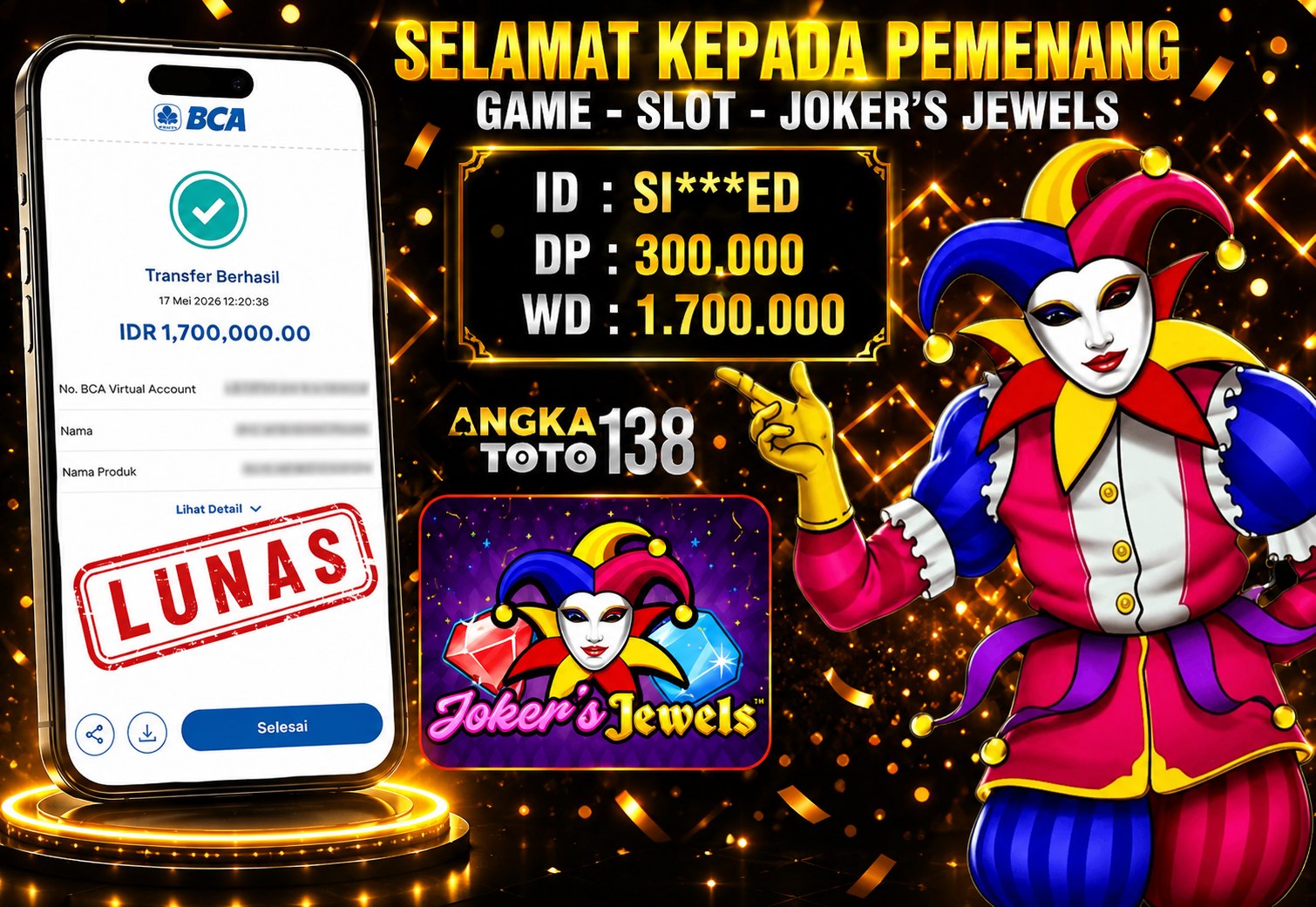 BUKTI JACKPOT JOKER’S JEWELS ID : SI***ED